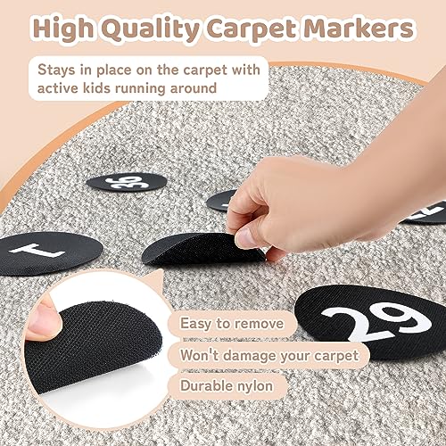 36 Pack Classroom Carpet Floor Markers with Numbers - 4 Inch Sit Dots for Kids & Teachers