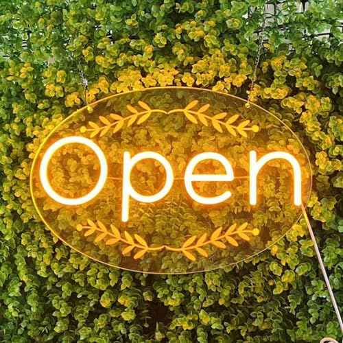 LED Open Sign for business ? Led Neon Light with Hanging Kit and Plug for Shop, Window, or Business Use (Orange Yellow, 16.5x10.5'')