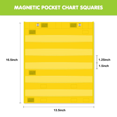 EAMAY Classroom Magnetic Pocket Chart for Kids, Mini Double-Sided Pocket Charts for Teachers Fits 3" Sentence Strips and Cards(14" x 17") (6)