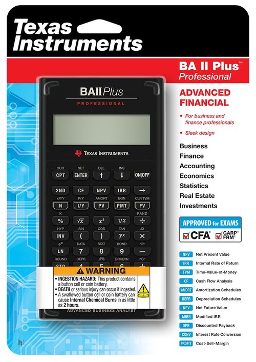 Texas Instruments BA II Plus Professional Financial Calculator Silver 9.8 Inch