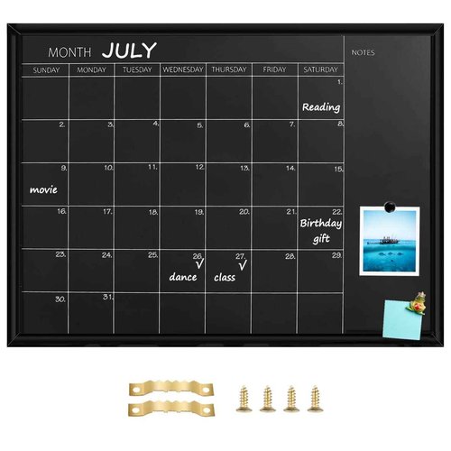 TORASO Calendar Chalkboard, 23.6 x 31.5 inches, Magnetic Surface Black Frame Chalk Board for Planning,School Timetable Memo, Hanging Board for Office, School and Home(YLHB-BK-6080)