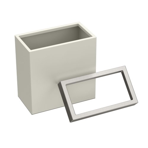 Gatco Modern Rectangle Wastebasket, Matte Pearl and Satin Nickel Combo - Stainless Steel Trash Can with Removable Lid, Leakproof, 3 Gallon Capacity for Bathroom, Bedroom, Kitchen, or Office