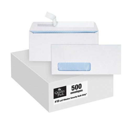 Quality Park, #10 Window Envelopes, Redi-Strip, White, 500 per box (69222), #10(4-1/8" x 9-1/2")