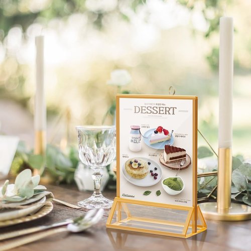 PPH-Sisy Gold Picture Frame - Double-Sided Acrylic Display Stand for 4x6 Photos | 6 Pack