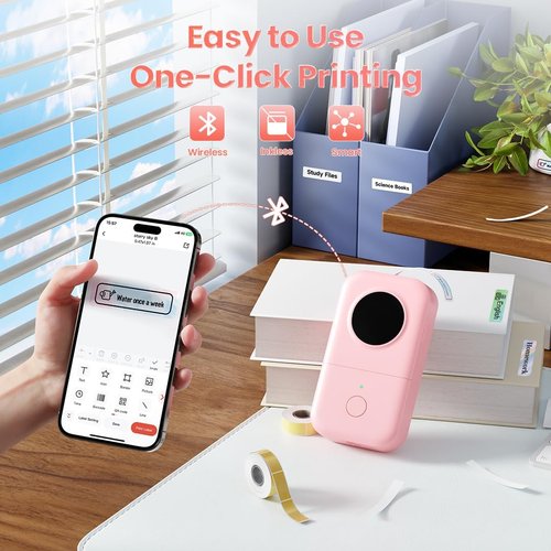 Phomemo D30 Portable Label Maker - Bluetooth Mini Printer with 3 Tapes in White, Clear & Gold
