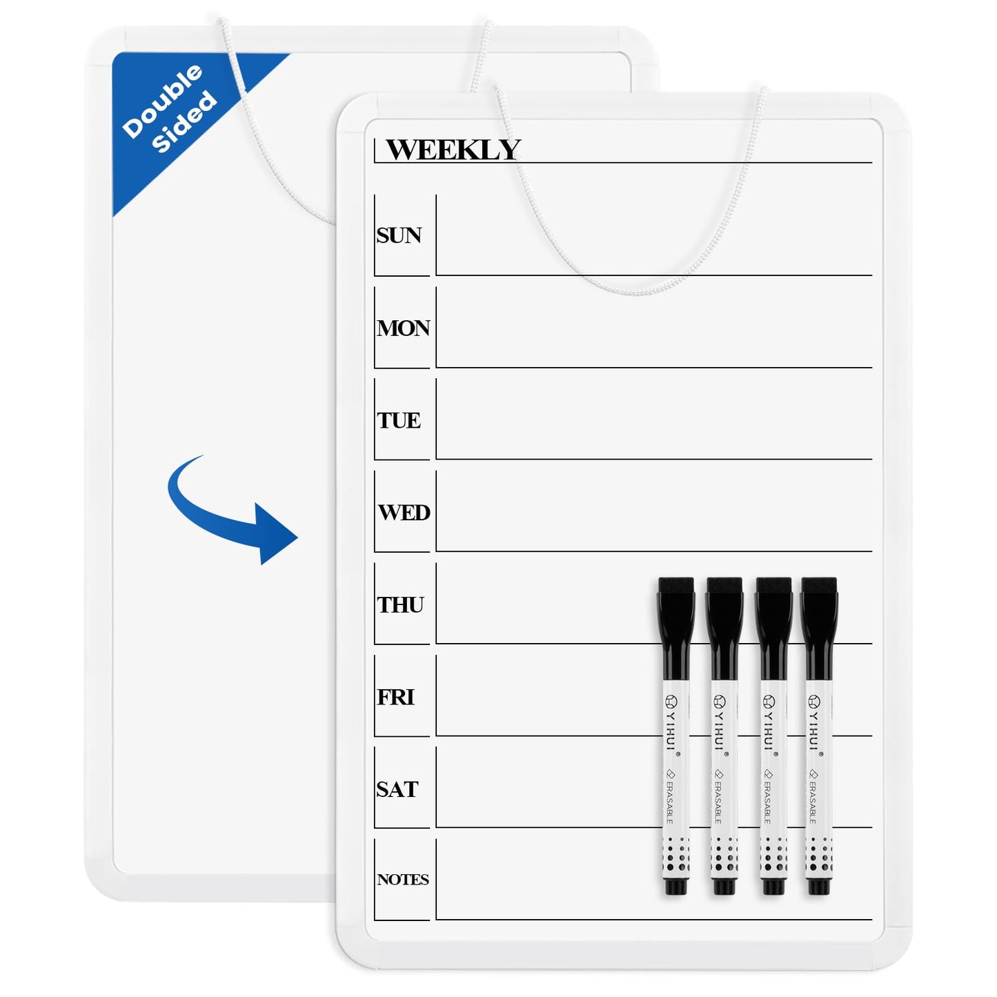 Lumspax Weekly Whiteboard Calendar for Wall, Small 11" x 17" Planning Board with Plastic Frame, Hanging Dry Erase Calendar for Kitchen Planner, Home, Office