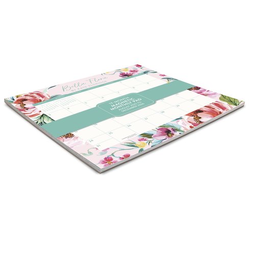 Orange Circle Studio 2025-2026 Magnetic Monthly Fridge Calendar, Bella Flora, 17-Month, August 2025 - December 2026, 9.5" x 8.4", Daily Aesthetic Planner Notepad with Magnet for Refrigerator, Easy Organizer for Grocery List, Appointments