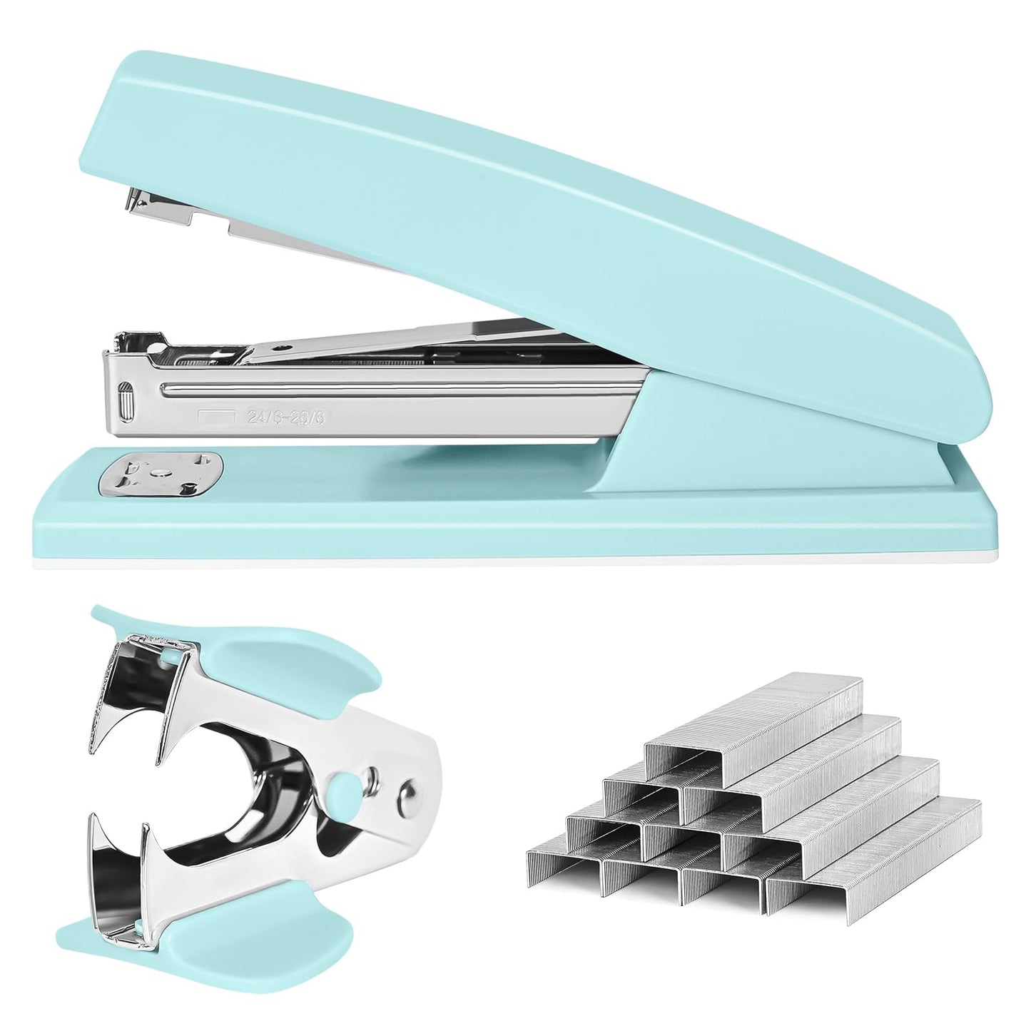 Stapler 25 Sheet Capacity with 1000 Staples and Staple Remover - Staplers for Desk, Non-Slip Office Stapler with Staples, Blue