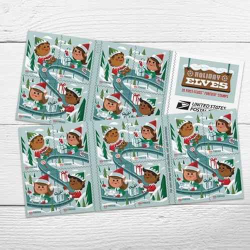 USPS Holiday Elves (Booklet of 20) Christmas Celebrations First-Class Mail Forever Postage Stamps 2022Scott #5722-5725