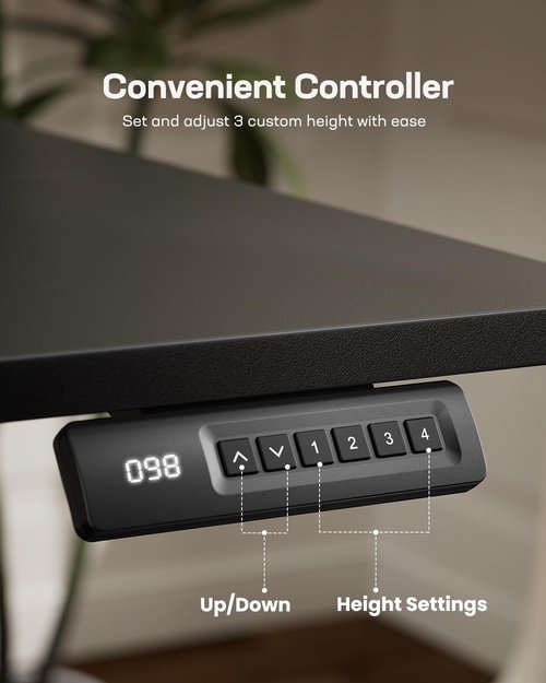 Marsail Electric Standing Desk, Adjustable Height Stand up Desk, 48 x 24 Inches Sit Stand Home Office Desk, Computer Desk, Black