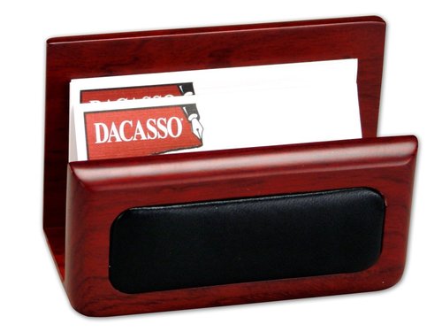 Dacasso Rosewood and Leather Business Card Holder