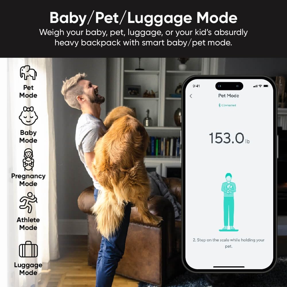 Wyze Smart Scale | Ultra Smart Digital Scale with 4.3" Color Display - Tracks Body Weight, BMI & Heart Rate, 400lbs, Black
