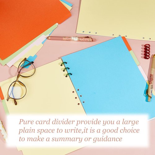 SUPERFINDINGS 20 Pcs Binder Dividers 5 Color Tab Dividers for 9 Ring Binder 29.5x24cm B5 Notebook Index Divider Paper Ideal for Notebook Folders Schedules Offices