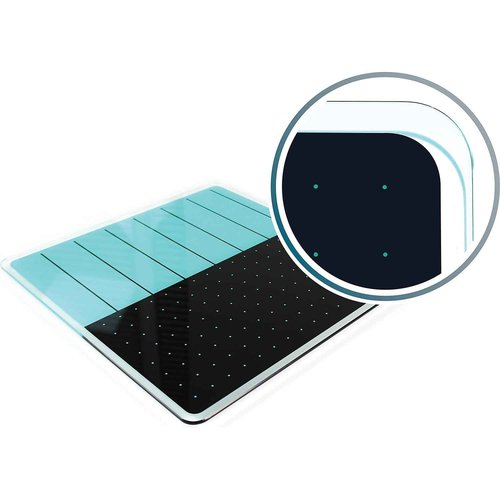 Floortex Viztex Glacier Teal & Black Plan & Grid Glass Dry Erase Board - 14" x 14"
