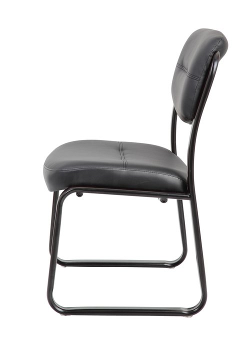 Boss Office Products Leather Sled Base Side Chair in Black