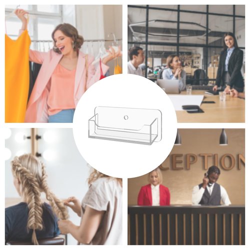 6 Pack Business Card Holder Wall Mount Clear Acrylic Single Pocket for 3.5" x 2" Cards Take One Display Plastic Rack with Hanging Hardware by Marketing Holders
