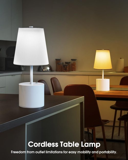 Swinerton Cordless Table Lamp, 5000mAh Rechargeable Battery with 3-Level Dimmer, Portable LED Desk Lamp for Living Room Bedside Bedroom Restaurant Bars Outdoor Party Camping Coffee Shop
