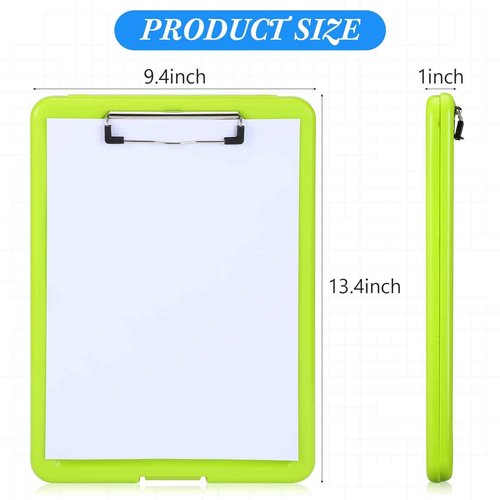 6 Pcs Plastic Clipboard with Storage Neon Color Nursing Clipboard with Pen Holder Multifunctional Clipboard Bulk with Metal Clip for Office School Teachers Students Supplies, 9.5 x 13.4 Inch