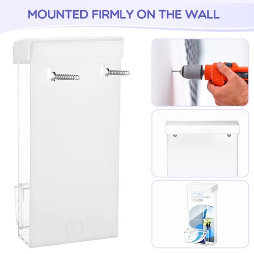Remerry 2 Pcs Outdoor Brochure Holder, Acrylic Flyer Holder Wall Mount, 4 X 9 Inches, Waterproof Pamphlet Display Box with Lid for Business Card Document Envelope Literature Map Menu(White)