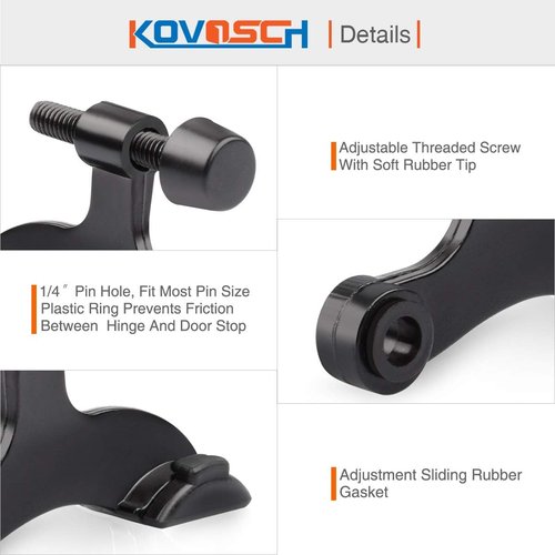 10 Pack Hinge Pin Door Stopper | Adjustable Heavy-Duty Design with Black Rubber Bumper Tips