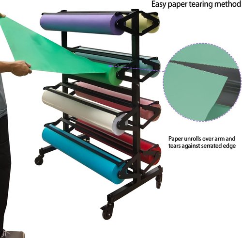 Art Paper Roll Dispenser Stand | Heavy-Duty Butcher Craft Paper Holder for Classroom - Holds 8 Rolls Up to 36 Inches Wide