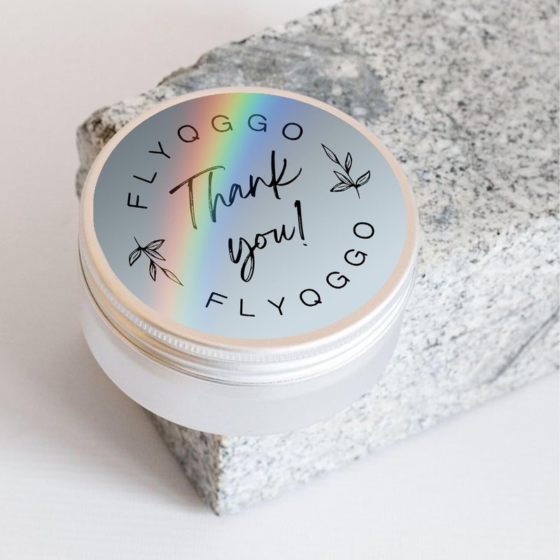 FLYQGGO 2 inch Round Holographic Thermal Sticker Labels, Waterproof & Rainbow Wave & Glitter Design, for Price/Name Tag, Barcode, DIY Custom Logo Design, Sliver(200Pcs/Roll)