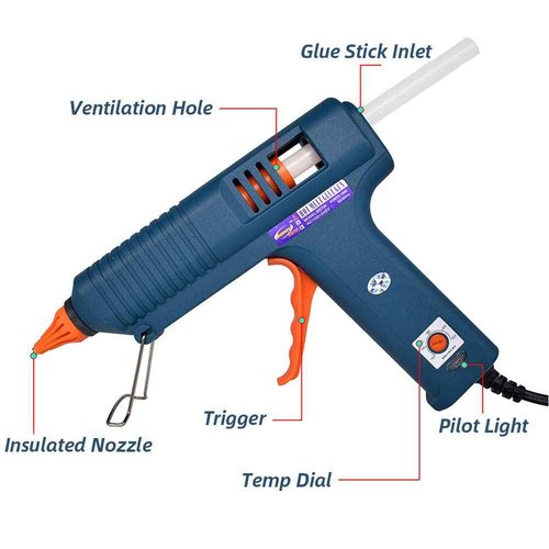 Craft Glue Gun Set, 150 Watts with 3 Copper Nozzles Temperature Adjustable DIY Repair Tool Professional Melting Glue Gun Include wrench, nozzles tips, silicone mat and 5 glue sticks
