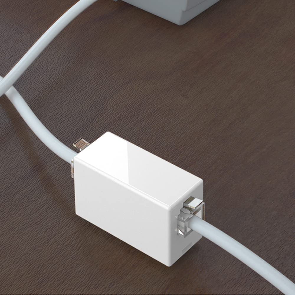 YOLISTIC 30 Feet Telephone Cable(RJ11 6P4C Plug) Include 1 in-Line Couplers(Double RJ11 6P4C Female) and 20 Cable Clips, White