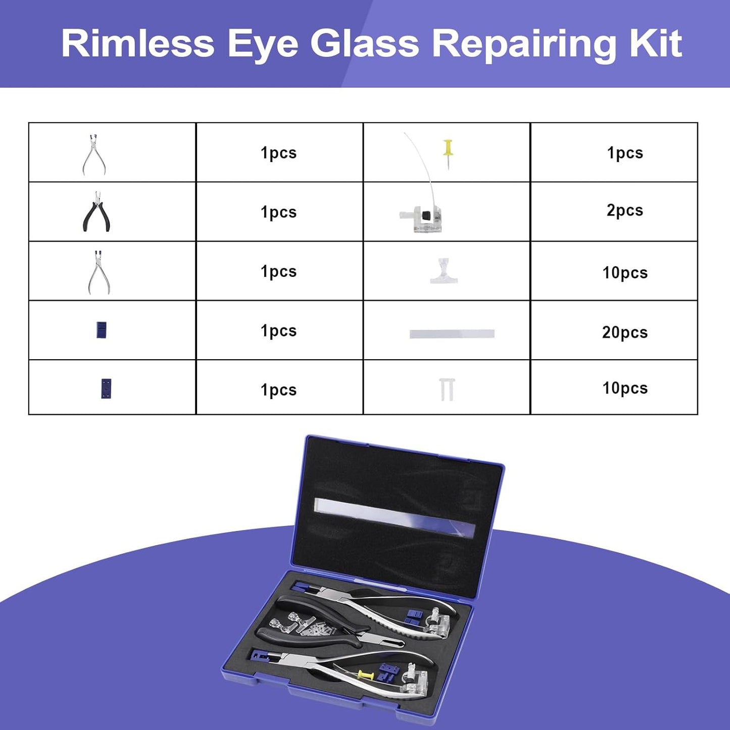ZJchao Eyeglass Repair Kit - Complete Rimless Glasses Repair Tools with Pliers & Accessories