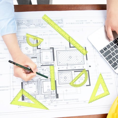 Plastic Clear Ruler Math Set - 6" & 12" Straight Rulers, Protractors & Triangle Rulers | Yellow