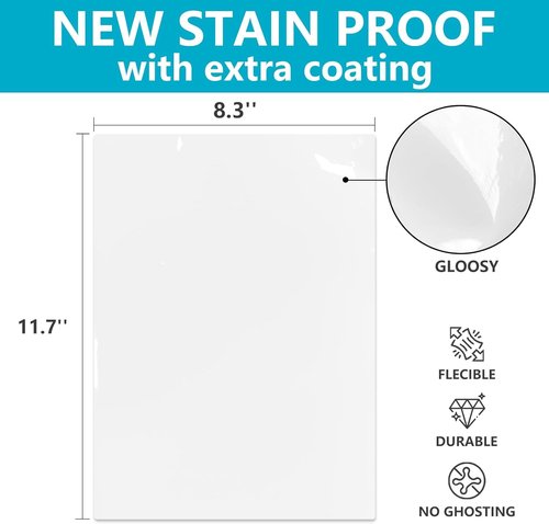 Dry Erase Board Sticker | Removable Whiteboard Sheets - 8.27''x11.69'' for Home & Office (White - 2 Pcs)