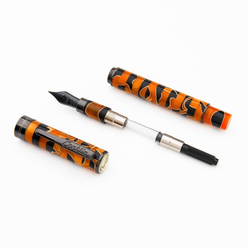 Conklin Stylograph Mosaic Fountain Pen Orange/Black – Gunmetal Accents – Stub Nib – Premium Writing Instrument – Ideal Gift for Pen Lovers