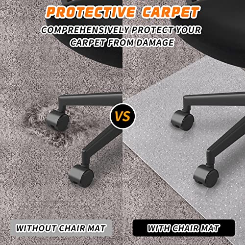 Office Chair Mat for Carpeted Floors, Desk Mats 48"X30" for Rolling Desk on Low Pile Carpets, Small Computer Gaming Plastic Floor Mats for Office Chair on Carpet, Easy Glide Without Curling
