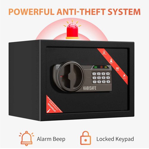 KABISAFE Safe, 1.0 Cubic Ft Anti-Theft Safe Box with Digital Keypad Key Lock for Home Office Hotel Document Jewelry Money Storage
