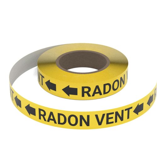 Creative Safety Supply Radon Vent (Yellow) SSINLINE Pipe Marking Roll - 2" x100' - Pipes 2.5" - 7.9" O.D. Arrows Left