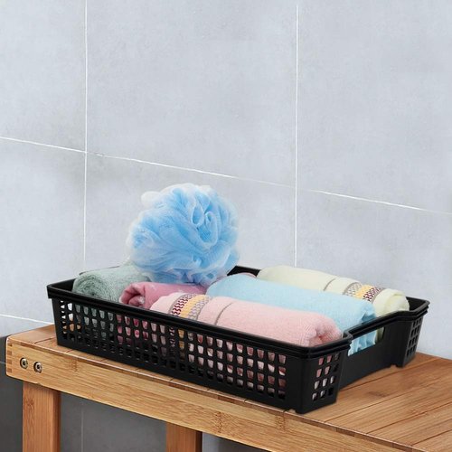 Qqbine Stackable Kitchen Office Desk File Basket Trays, Black, 6 Packs