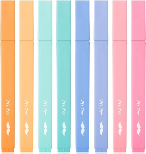 Mr. Pen Aesthetic Highlighters - No Bleed, 8 Pack Assorted Colors, Chisel Tip for Journaling & School Supplies