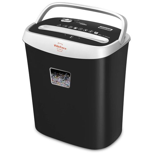 VidaTeco Paper Shredder for Home Office10-Sheet Cross-Cut Shredder with US Patented Cutter,Also Shreds Card/CD/Clip,Paper Shredding Machine for Home Use Heavy Duty with Jam Proof,3.9-Gallon Bin