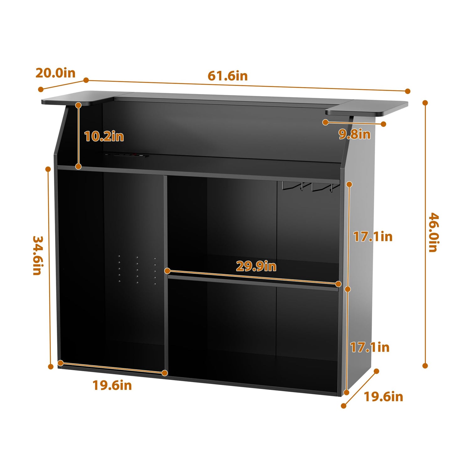 Home Bar Cabinet with Mini Fridge Space, Liquor Bar Cabinet for Home with Storage Shelves, Wine Glasses Holder, Power Outlet, Mini Fridge Cabinet with Storage, Wine Bar Cabinet for Living Room