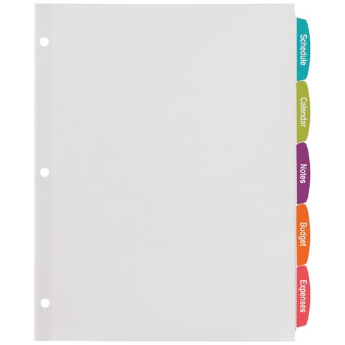 Avery Big Tab Printable White Label Dividers, 5-Tab with Easy Peel Labels, Dividers for 3 Ring Binders, 20 Sets (14434)