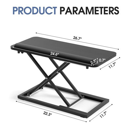 Standing Keyboard and Mouse Stand, Adjustable Height Keyboard Tray and Keyboard Riser for Desk,for Ergonomic Sit Stand Workstations with Wrist Rest、Laptop Desk 26.7 x 11.7 Inch (Black)