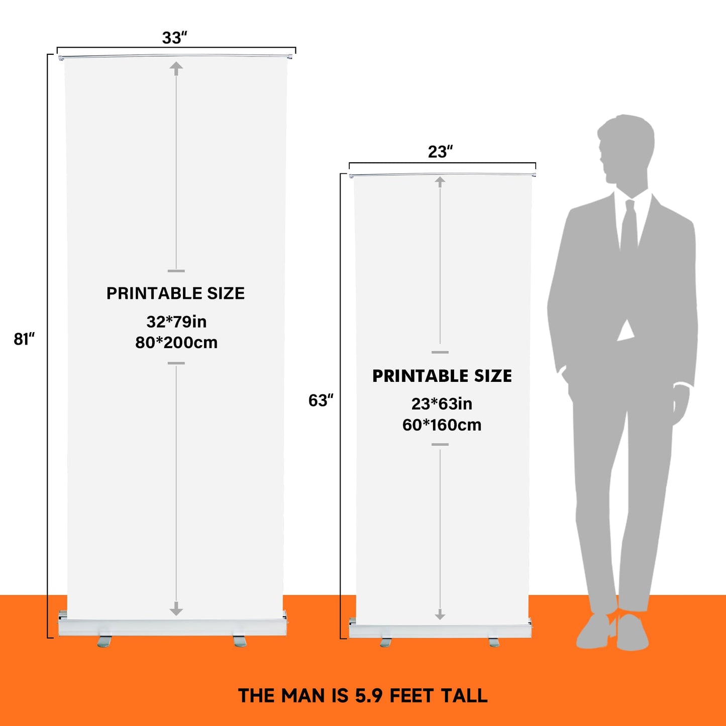 METAPRINT Custom Retractable Banner Stand 33"x81" – Personalized Roll Up Display with Carry Bag, Adjustable Height, Portable Stand for Trade Shows, Events, Business