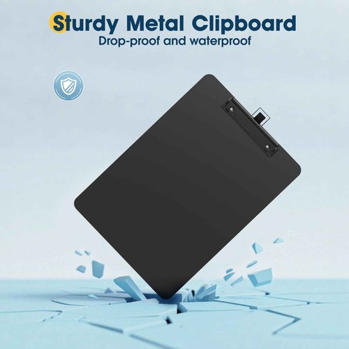 Juvealoe Aluminum Metal Clipboard with Pen Holoder, 8.5 x 11 Black Contractor Clip Board, Letter Size 9 x 12.5 in, Suit for School, Office, Business, Medical, Factory (Pack of 12)