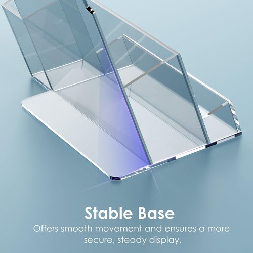 KINGTOP Acrylic Brochure Holder(2 Pack 4x7 Inch), Pamphlet Holder Display Stand with Pen Slot, Clear Brochure Display Stand for Office, Trade Show, and Retail Marketing Materials