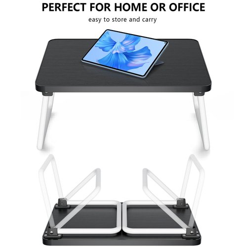Lap Desks Laptop Tray for Bed or Couch,Portable Breakfast Serving Tray with Folding Legs,Foldable & Lightweight Mini Table, Laptop Stand for Working, Reading and Writing,Black