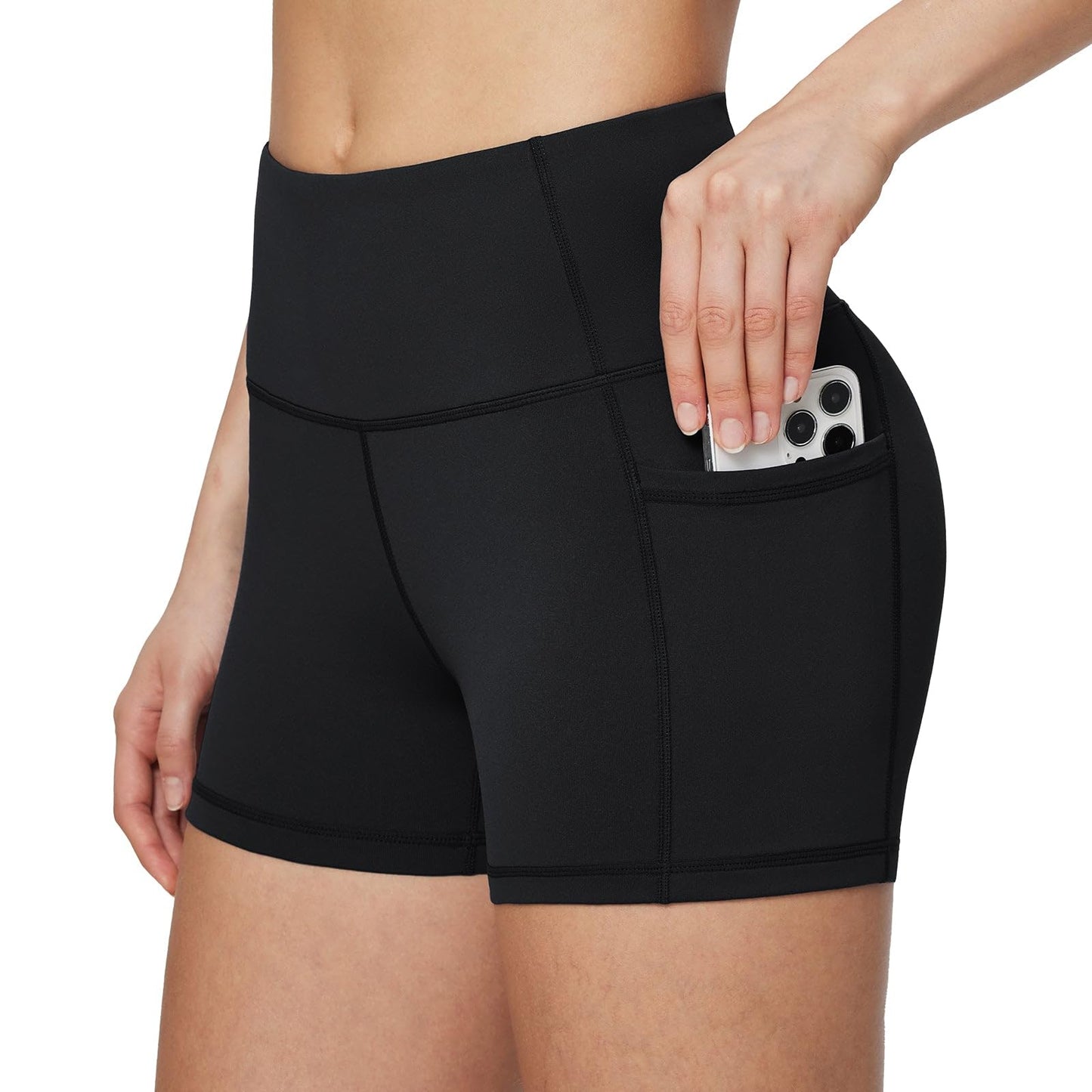 baleaf Biker Shorts Women Yoga Gym Workout Spandex Running Volleyball Tummy Control Compression with Pockets 5" Heather Purple L