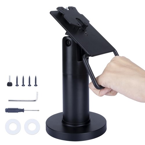 CRIZISTON POS Terminal Stand for Ingenico Lane/3000/3600/7000/8000, Point of Sale Square Card Reader Terminal Holder, Tilt & Swivel Metal POS Stand with Installation Tools, Screw-in & Adhesive, Black