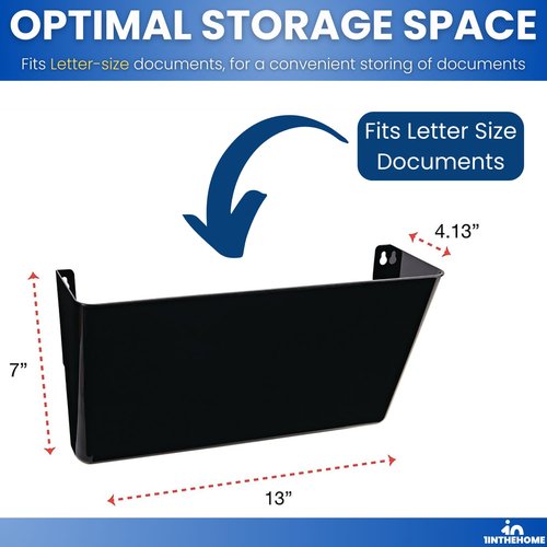 1InTheHome Single Pocket Black Wall File, Letter Size
