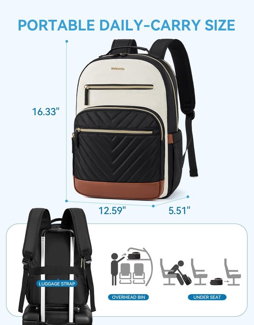 BOSTANTEN 15.6 Inch Laptop Backpack for Women- College Teacher Computer Bag Travel Backpack Purse Brown＆Black