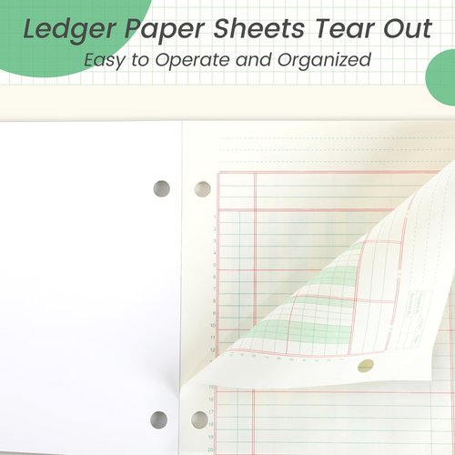 gisgfim 2 Pads 100 Sheets Columnar Analysis Pad 3 Hole Punch Accounting Ledger Book 8-1/2 x 11 Ledger Paper Pad Double Page Format Columnar Pads for Business Bookkeeping & Data(6 Column Ledger)